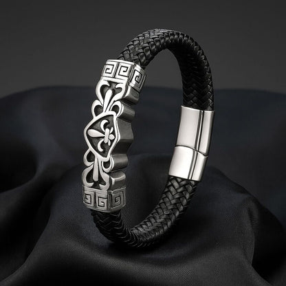 bracelet-homme-cuir-corde-tressee-acier-inoxydable-resistant-bijou