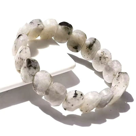 bracelet pierre de lune | perles carrées en pierre naturelle 8x14mm - Essentieldubienetre