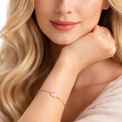 bracelet quartz rose argent 925 argent massif