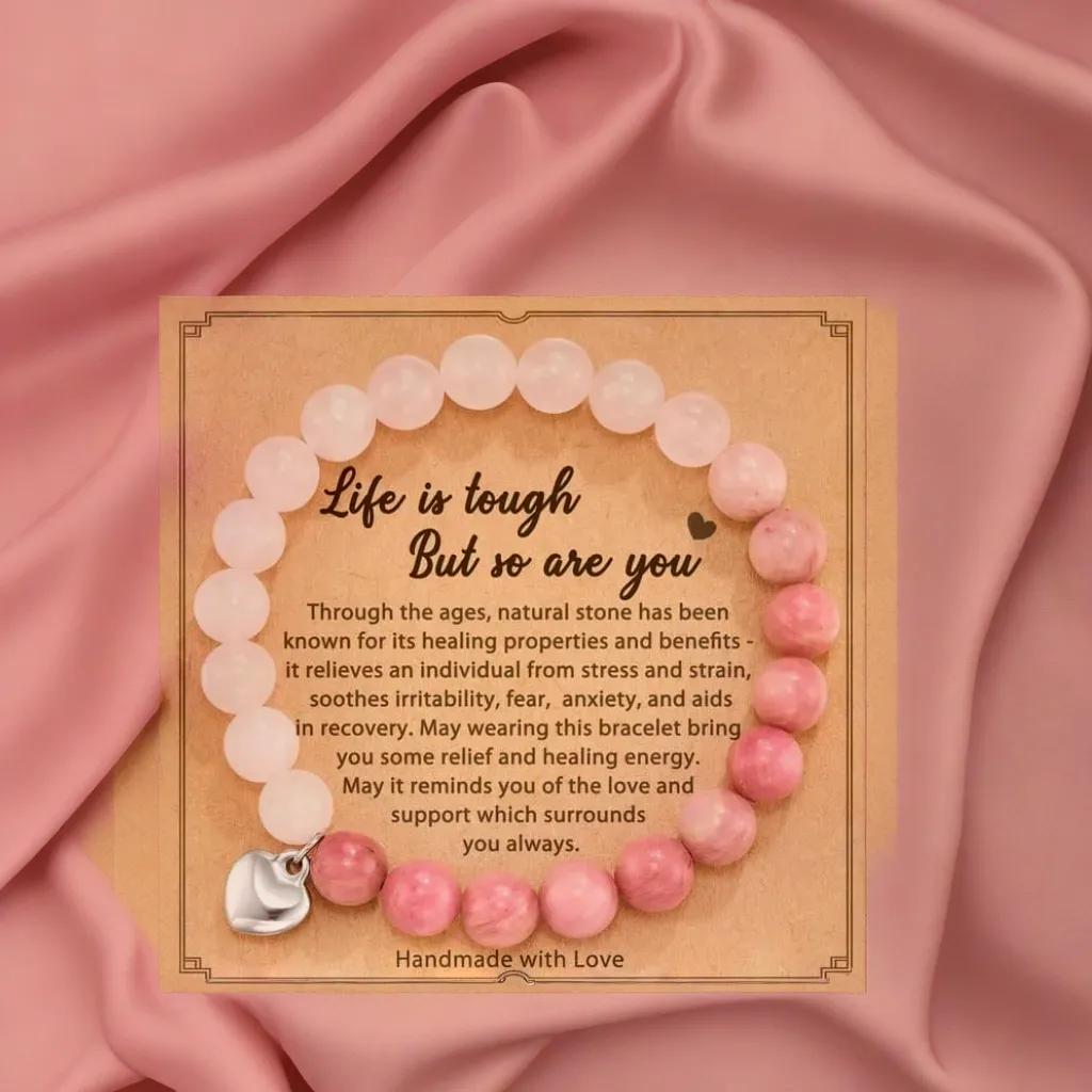 bracelets en pierres naturelles | perles zébrées cœur - Essentieldubienetre