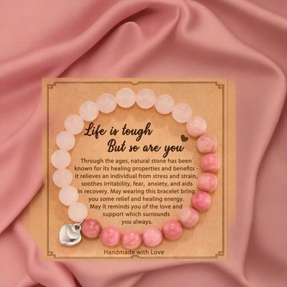 bracelets en pierres naturelles | perles zébrées cœur - Essentieldubienetre