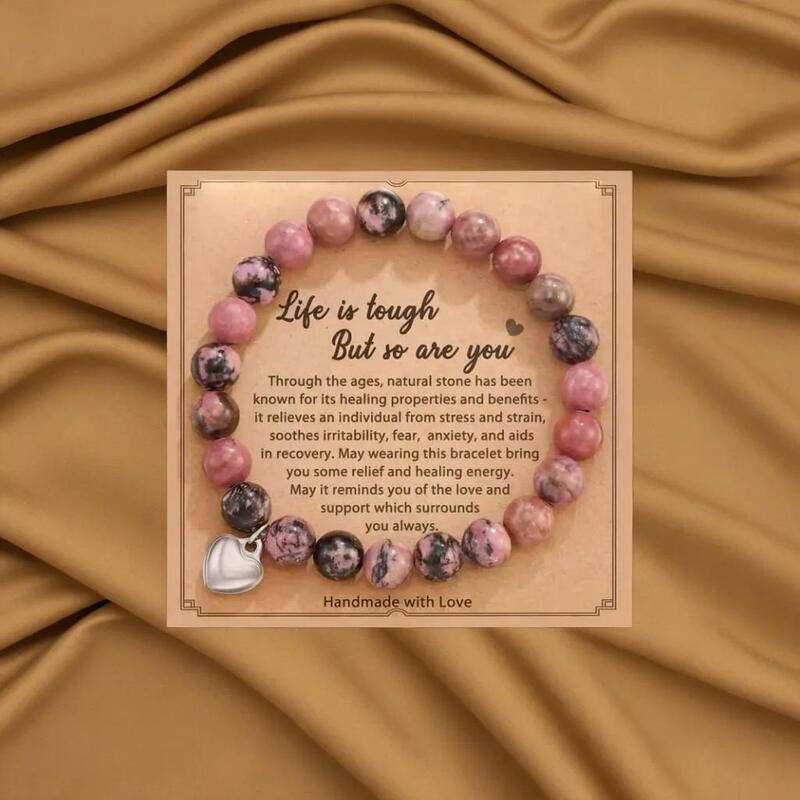 bracelets en pierres naturelles | perles zébrées cœur - Essentieldubienetre