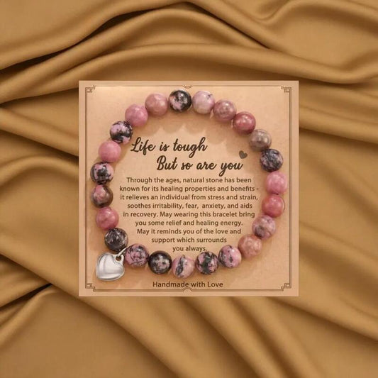 bracelets en pierres naturelles | perles zébrées cœur - Essentieldubienetre