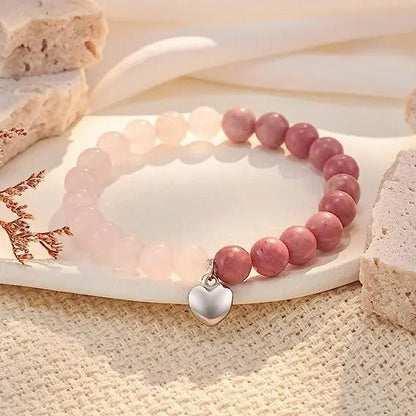 bracelets en pierres naturelles | perles zébrées cœur - Essentieldubienetre