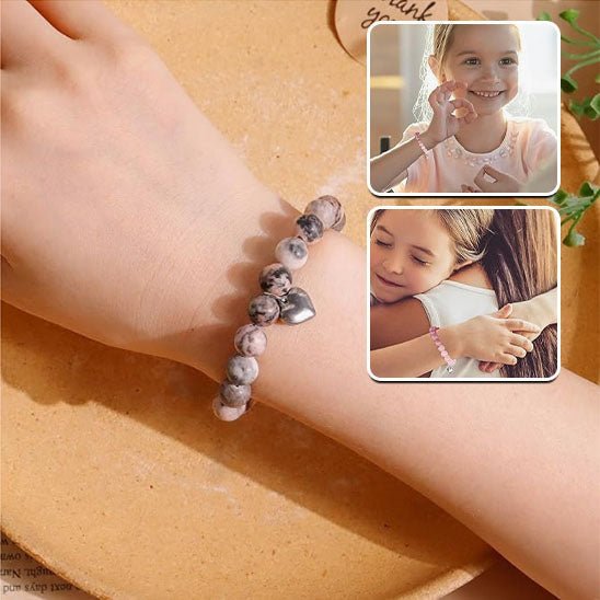 bracelets en pierres naturelles | perles zébrées cœur - Essentieldubienetre