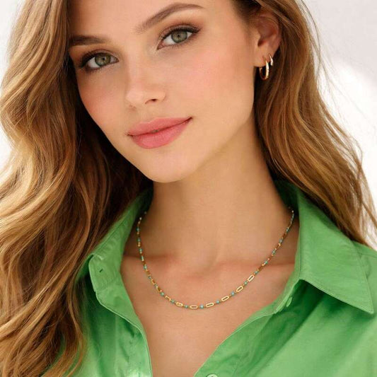 collier argent femme amazonite bleue argent dore