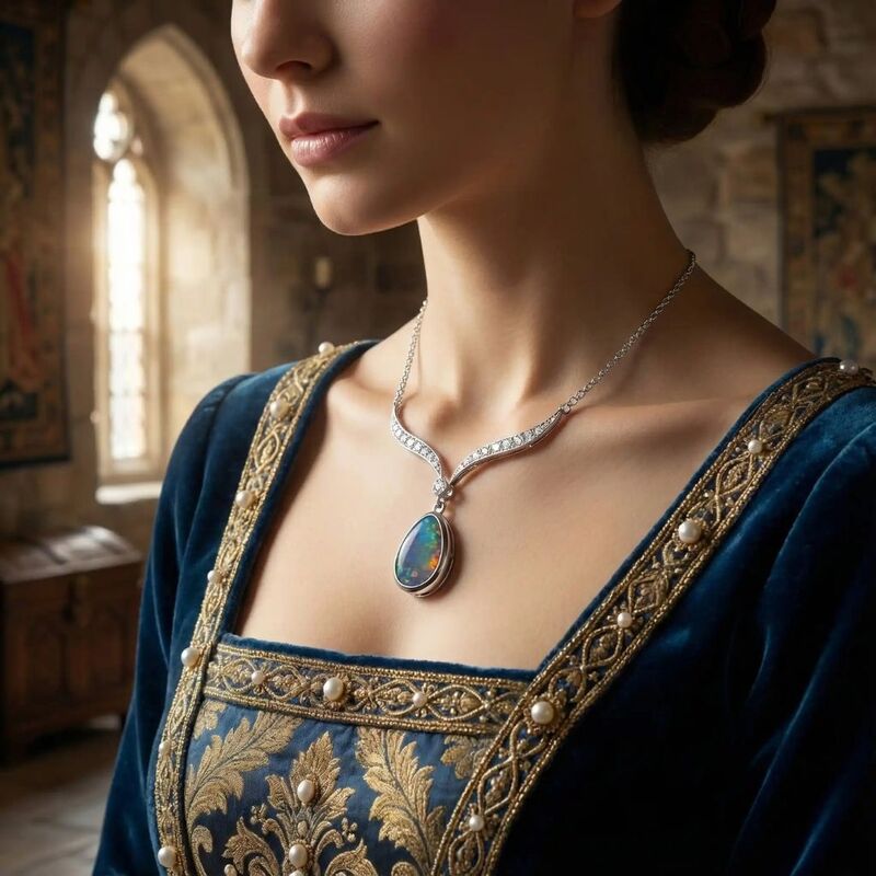 collier argent opale australienne doublet opale bleue