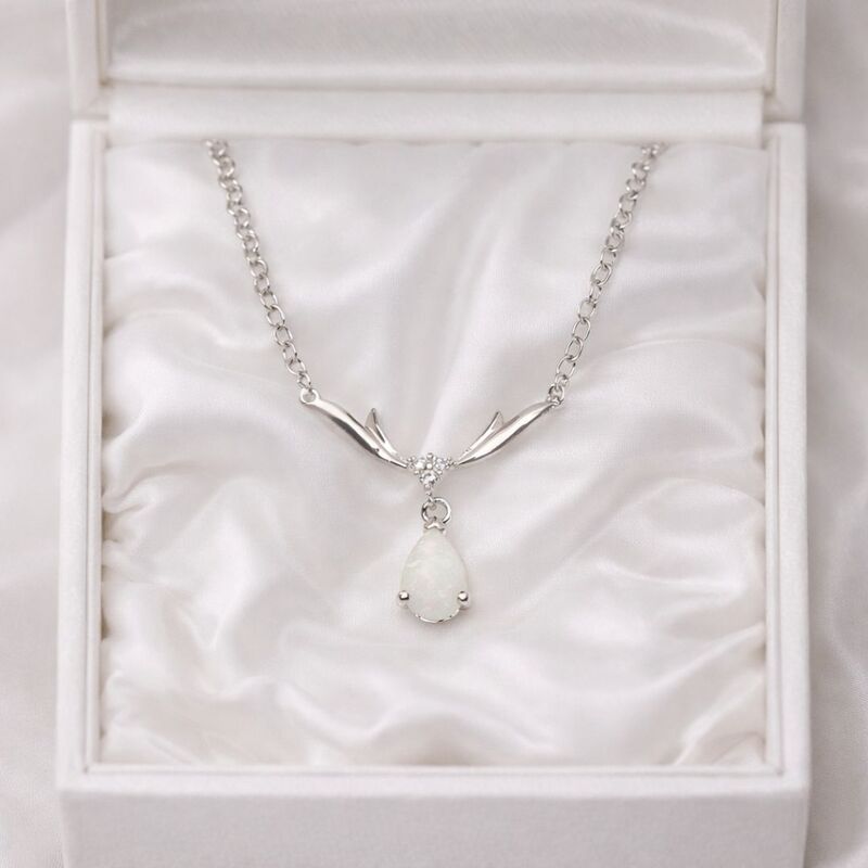 collier argent opale rhodie 925 elegance
