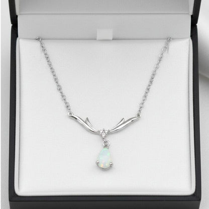 collier argent opale rhodie 925 oxyde de zirconium