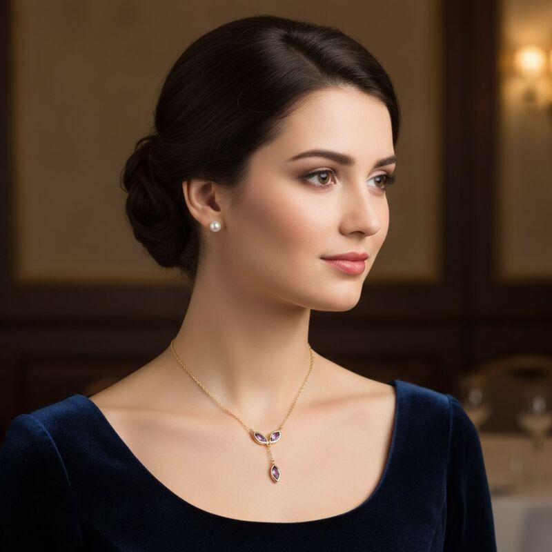 collier charms amethyste argent dore 925 chakra couronne