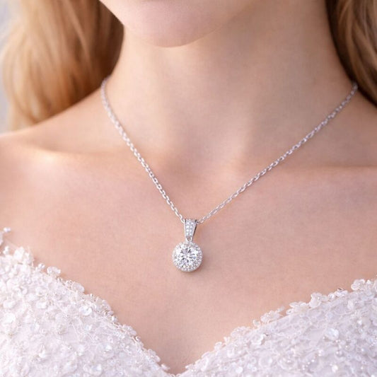 collier charms argent S925 moissanite 2 carats