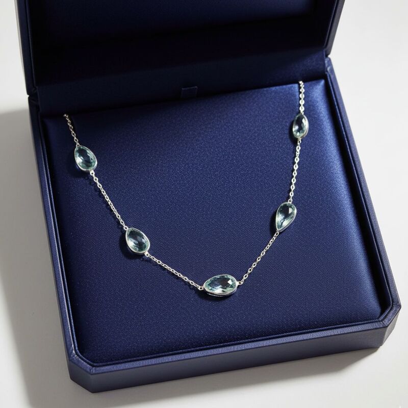 collier charms argent topaze bleue bresil