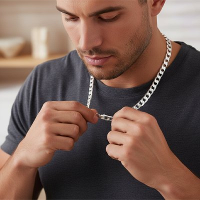 collier homme argent mariage