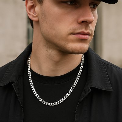 collier homme argent