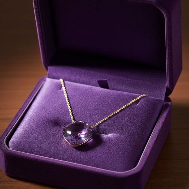 collier or amethyste violette naturelle coussin chakra couronne