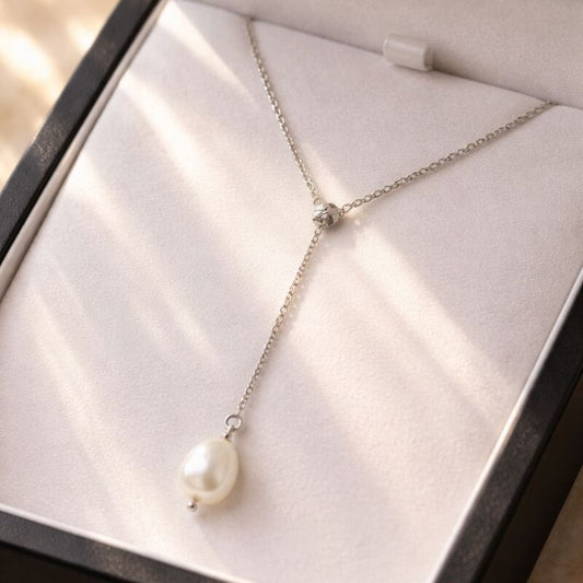 collier perle de culture argent platine chakra gorge