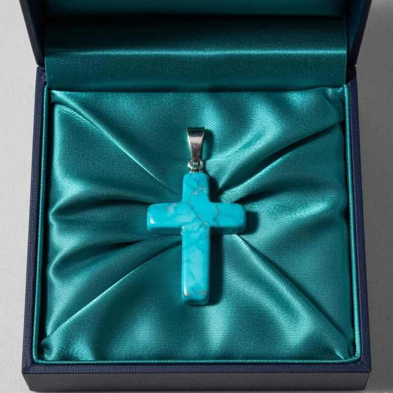 pendentif croix homme | howlite bleue apaisante