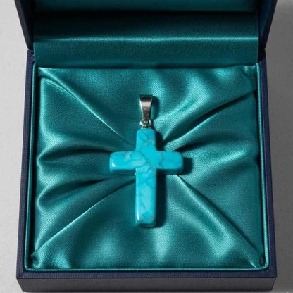 pendentif croix homme | howlite bleue apaisante