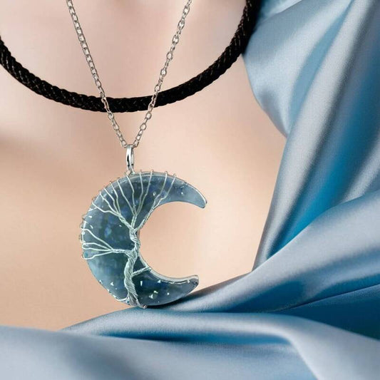 pendentif femme lune lapis lazuli arbre de vie femme