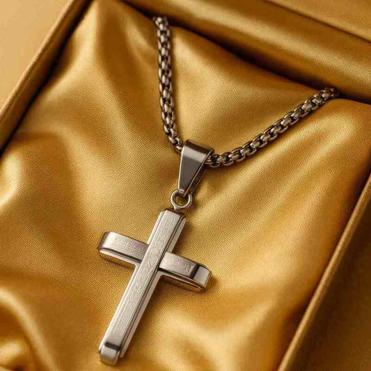 pendentif homme | croix acier inoxydable - Essentieldubienetre
