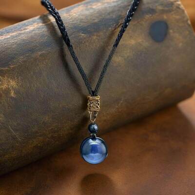 pendentif homme | œil de tigre bleu