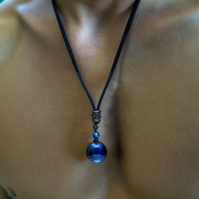 pendentif homme | œil de tigre bleu