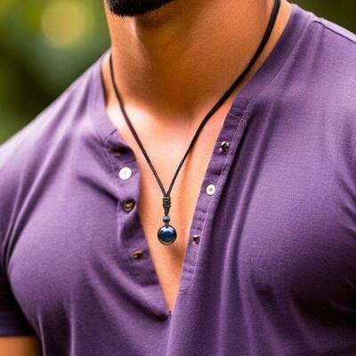 pendentif homme | œil de tigre bleu
