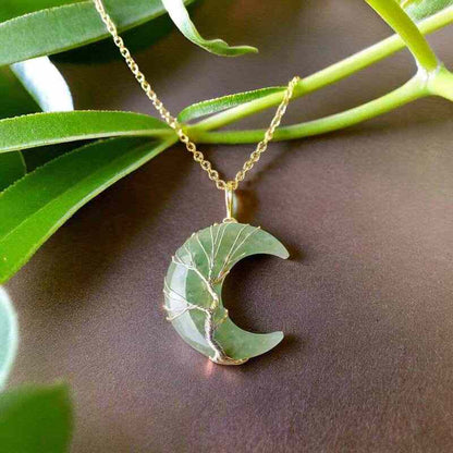 pendentif |  lune aventurine verte