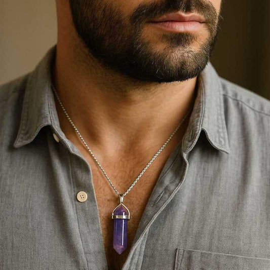 pendentifs pour homme amethyste pointe